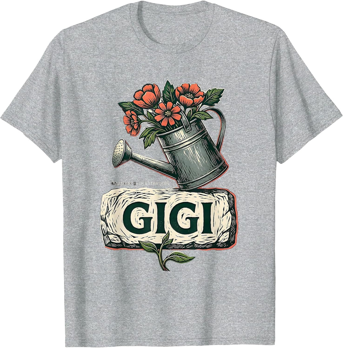 Men's Gigi Grandma With Extra Love Linocut Family Nickname Pride T-Shirt - Heather Grey