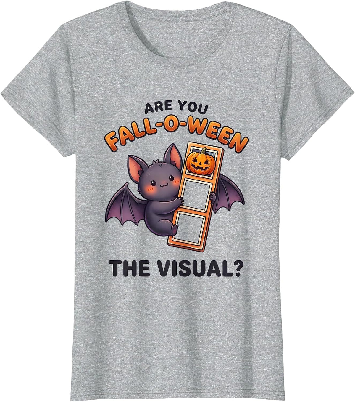 Women's Are You Fall-O-Ween The Visual Cute Kawaii Teacher Halloween T-Shirt - Heather Grey