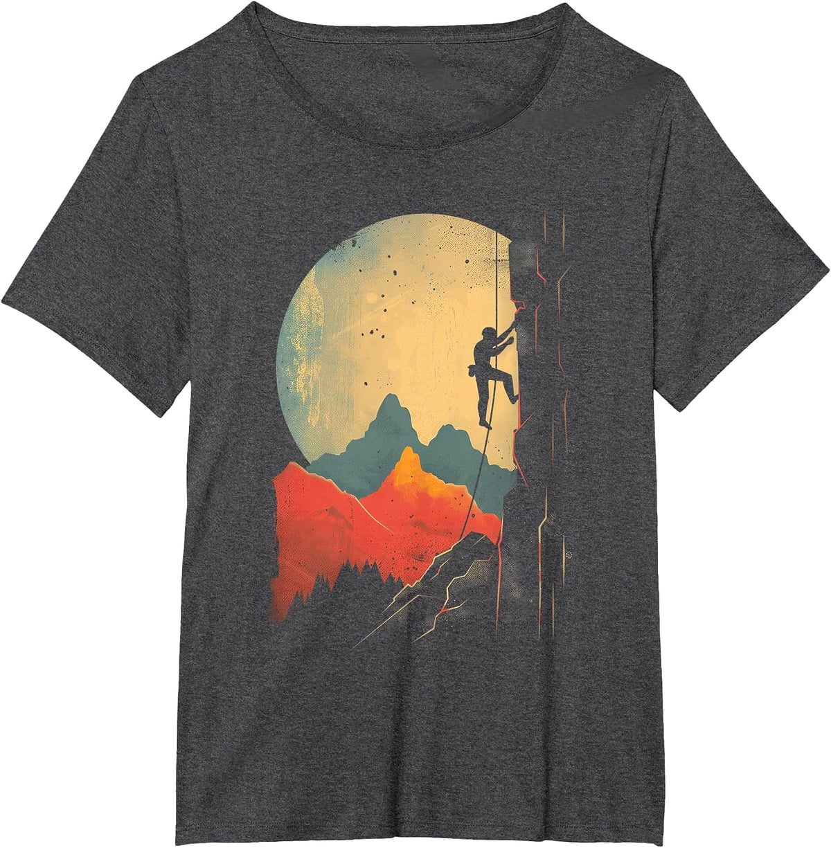 Rock Climbing Bouldering Vintage Mountain Climber T-Shirt - Dark Heather Grey