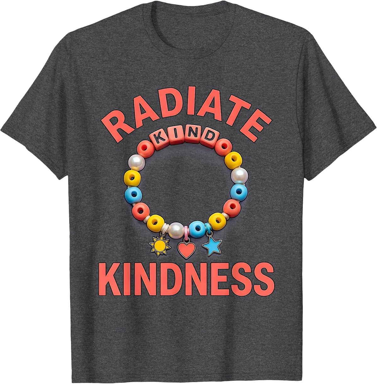 Radiate Kindness Inspirational Be Kind Design T-Shirt - Dark Heather Grey