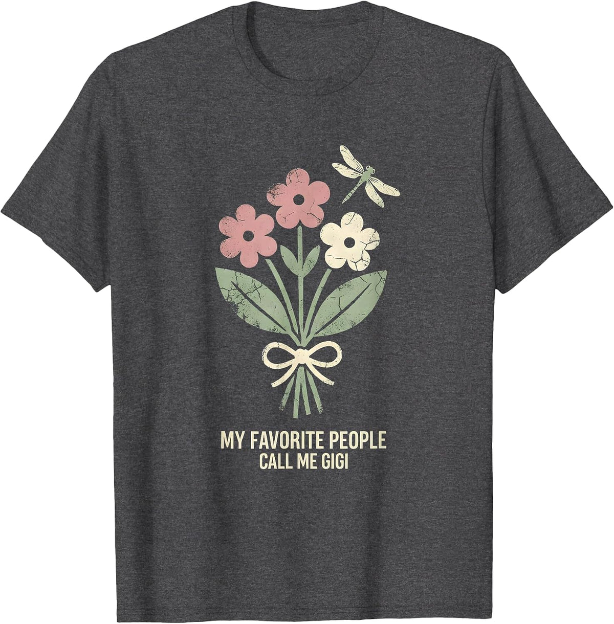 Men's My Favorite People Call Me Gigi Floral Boho Grandma Gift T-Shirt - Dark Heather Grey