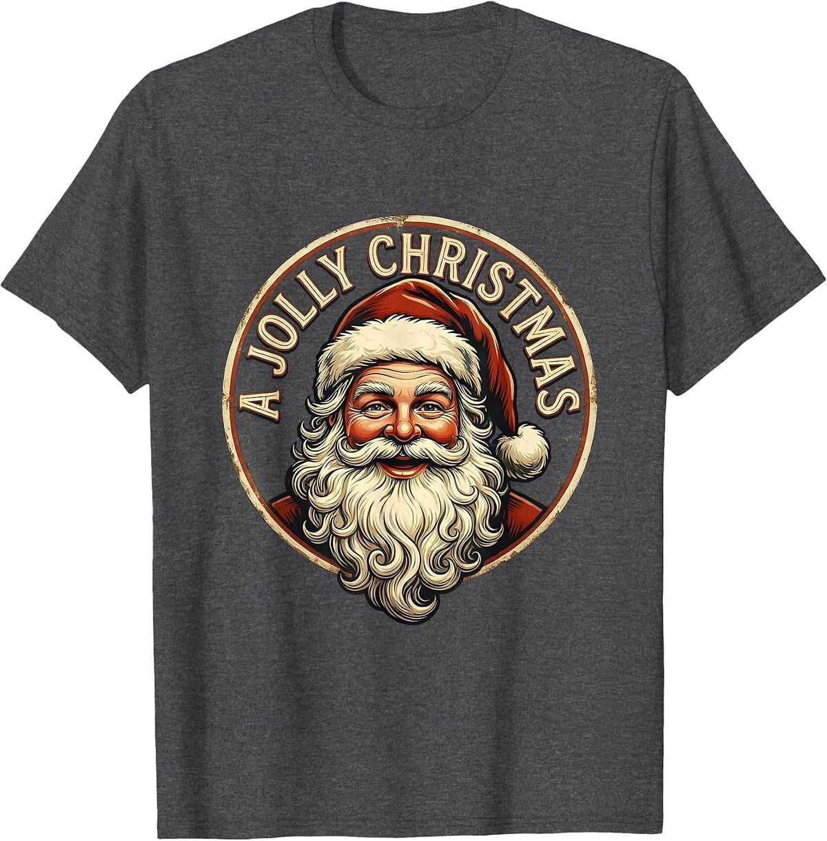 A Jolly Christmas Vintage Santa Claus Face Old Fashioned T-Shirt - Dark Heather Grey