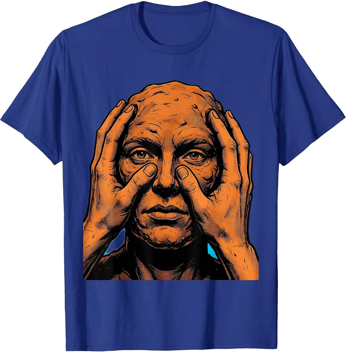 Men's Art Teacher Sculptor Clay Face Illustration T-Shirt - Royal Blue