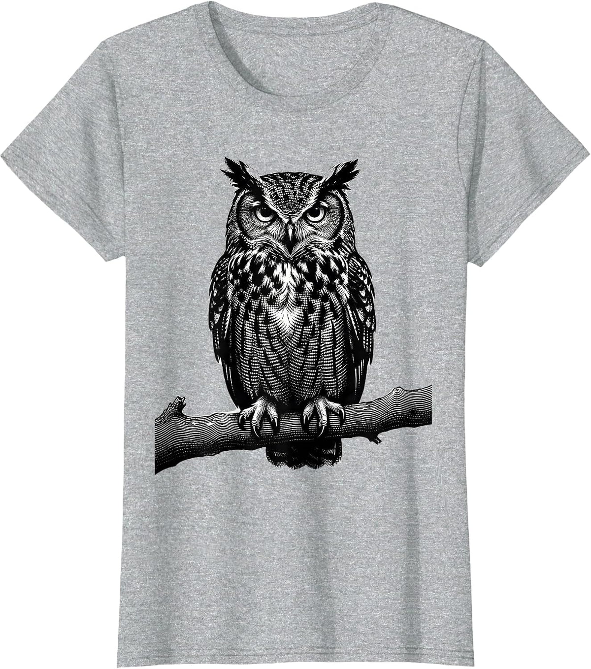 Women's Dot Day Owl Dotted Feathers on Branch Illustration T-Shirt - Heather Grey