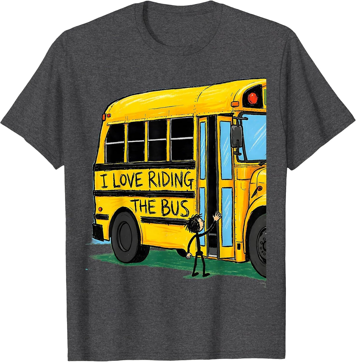 Men's I Love Riding The Bus Funny School Bus Driver Gift T-Shirt - Dark Heather Grey
