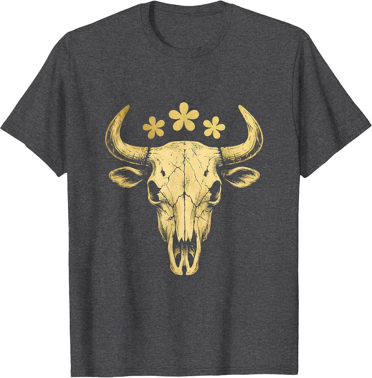 Cowboy Silhouette Riding Horse at Sunset T-Shirt - Dark Heather Grey