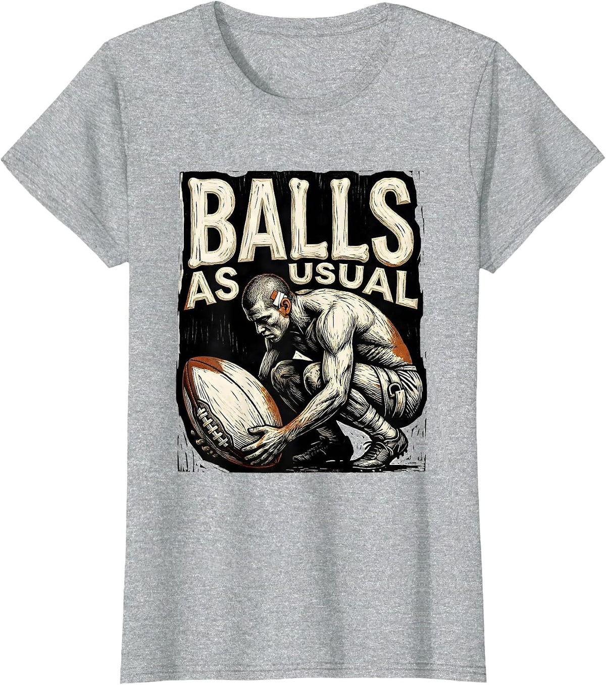 Balls As Usual Funny Rugby Player Coach Fan Gift T-Shirt - Heather Grey