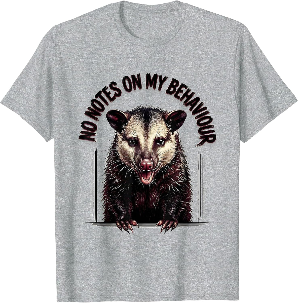 Men's No Notes On My Behaviour Funny Opossum Meme Wildlife Humor T-Shirt - Heather Grey