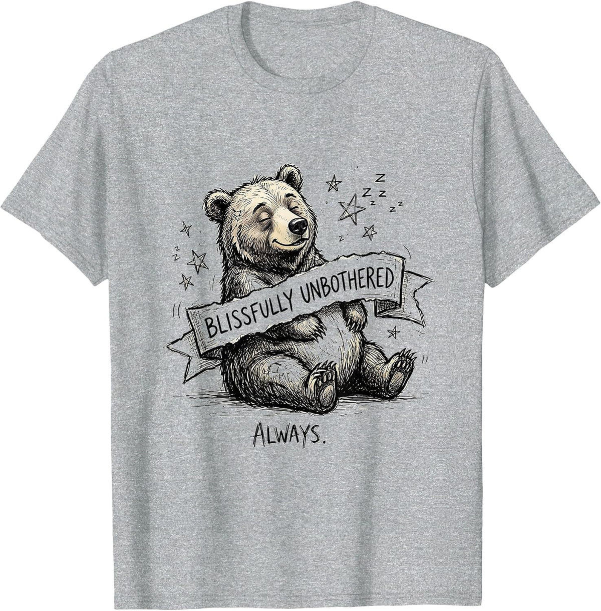 Men's We Do Not Care Club Blissfully Unbothered Design T-Shirt - Heather Grey