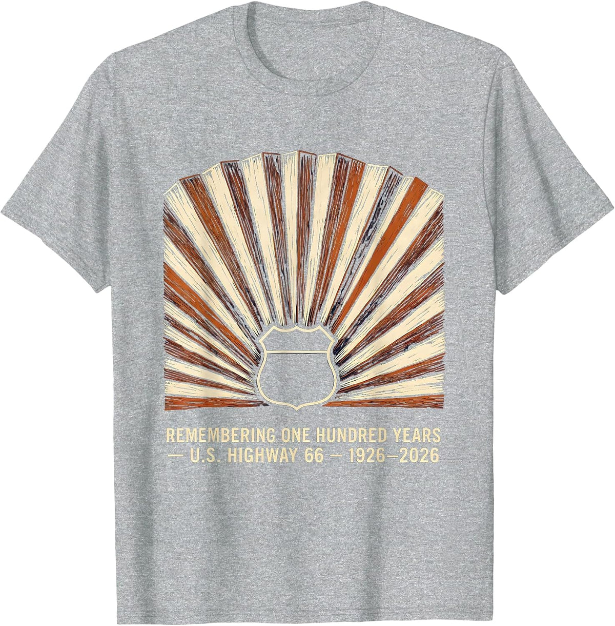 Men's Remembering One Hundred Years — U.S. Highway 66 — 1926-2026 T-Shirt - Heather Grey