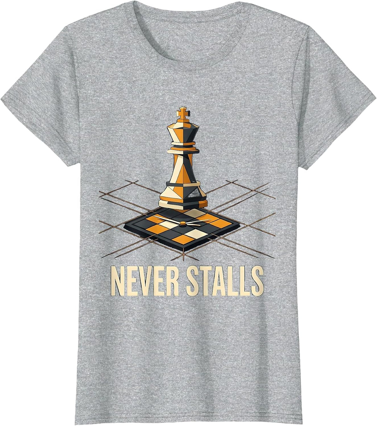 Women's Never Stalls Funny Chess Player Gift Chess Lover Humor T-Shirt - Heather Grey