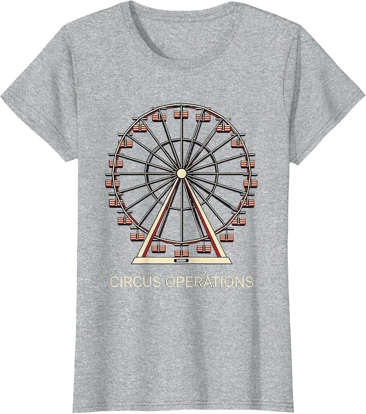Women's Circus Operations Geometric Ferris Wheel Staff Party Costume T-Shirt - Heather Grey