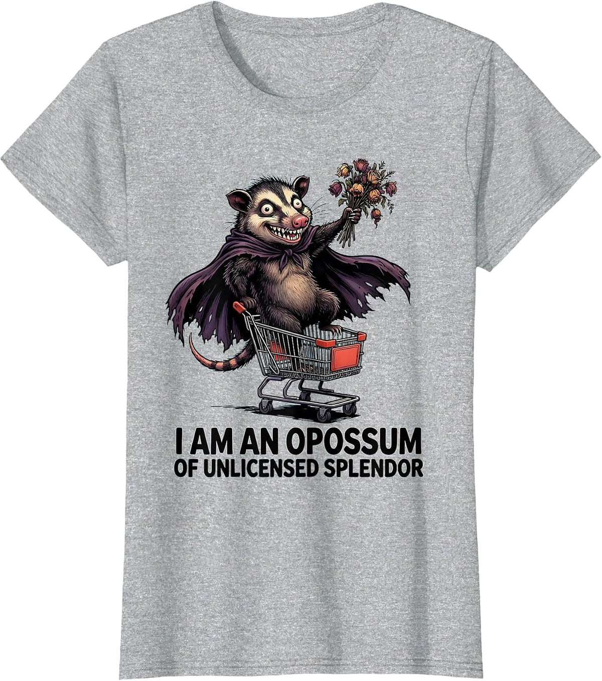 I Am An Opossum Of Unlicensed Splendor Funny Possum Lover T-Shirt - Heather Grey