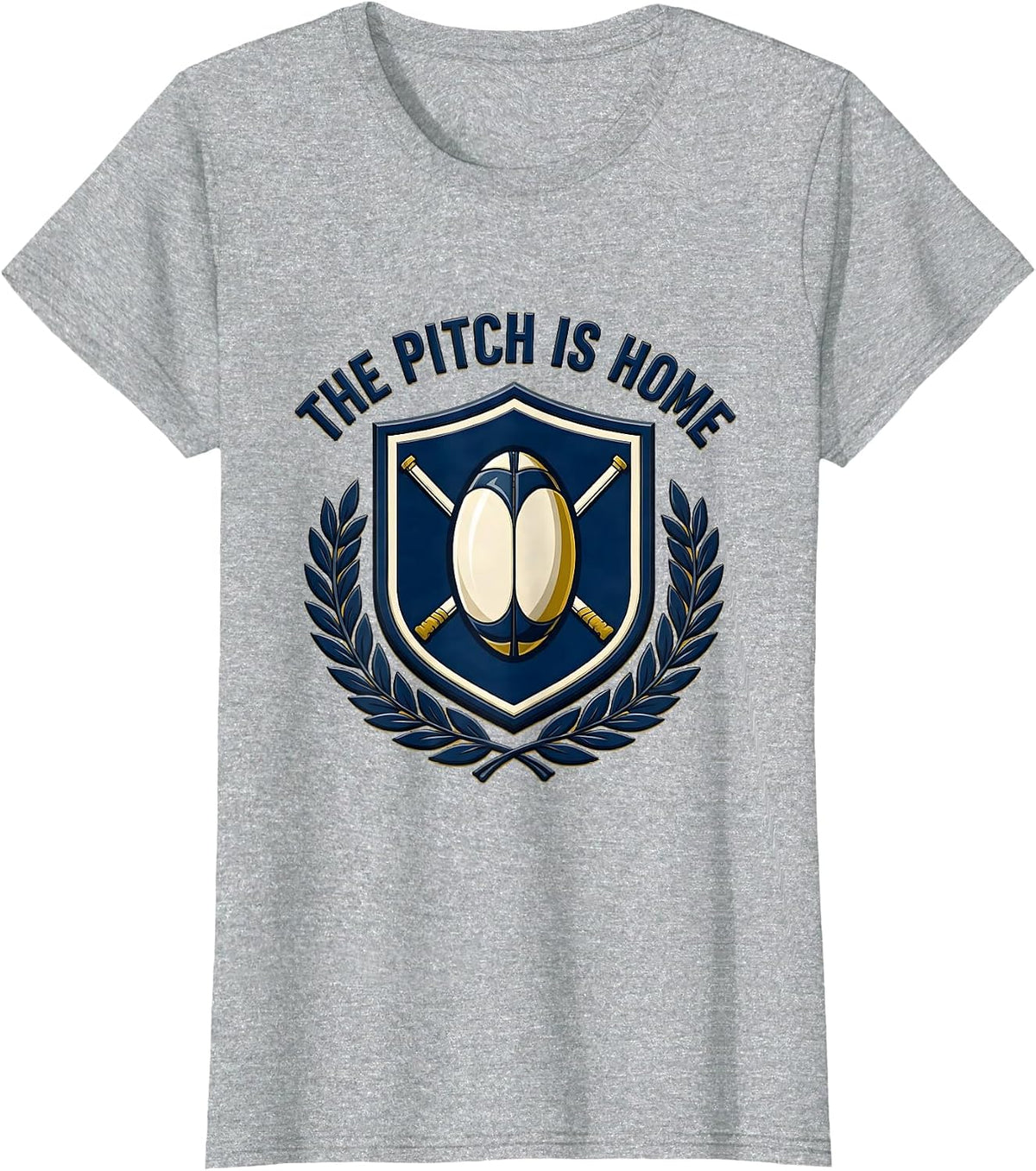 The Pitch Is Home Rugby Design T-Shirt - Heather Grey