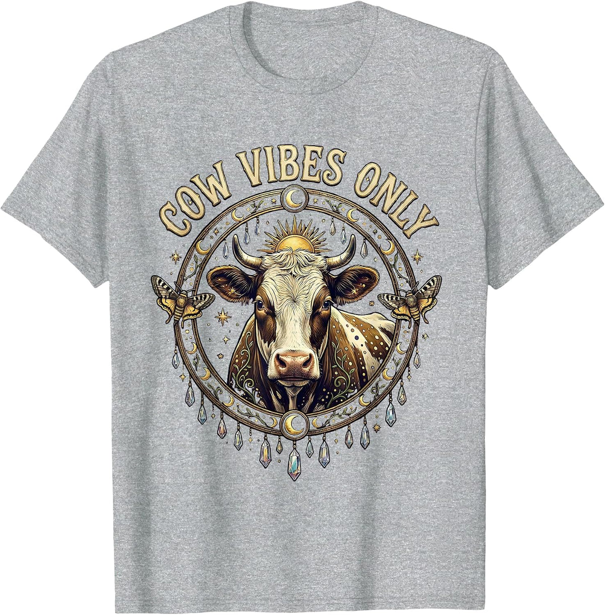 Men's Cow Vibes Only Funny Cattle Lover Design T-Shirt - Heather Grey