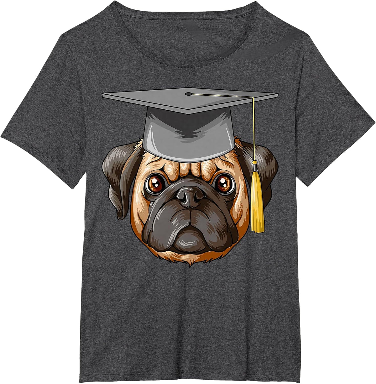 Pug Diploma Hat Pug T-Shirt - Dark Heather Grey