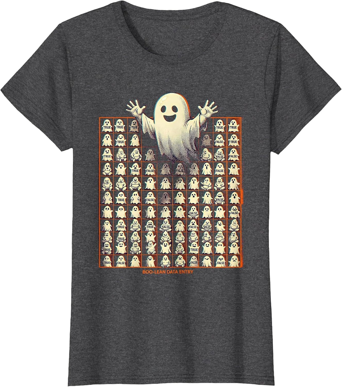 Women's Boo-lean Data Entry Halloween Meme Design T-Shirt - Dark Heather Grey