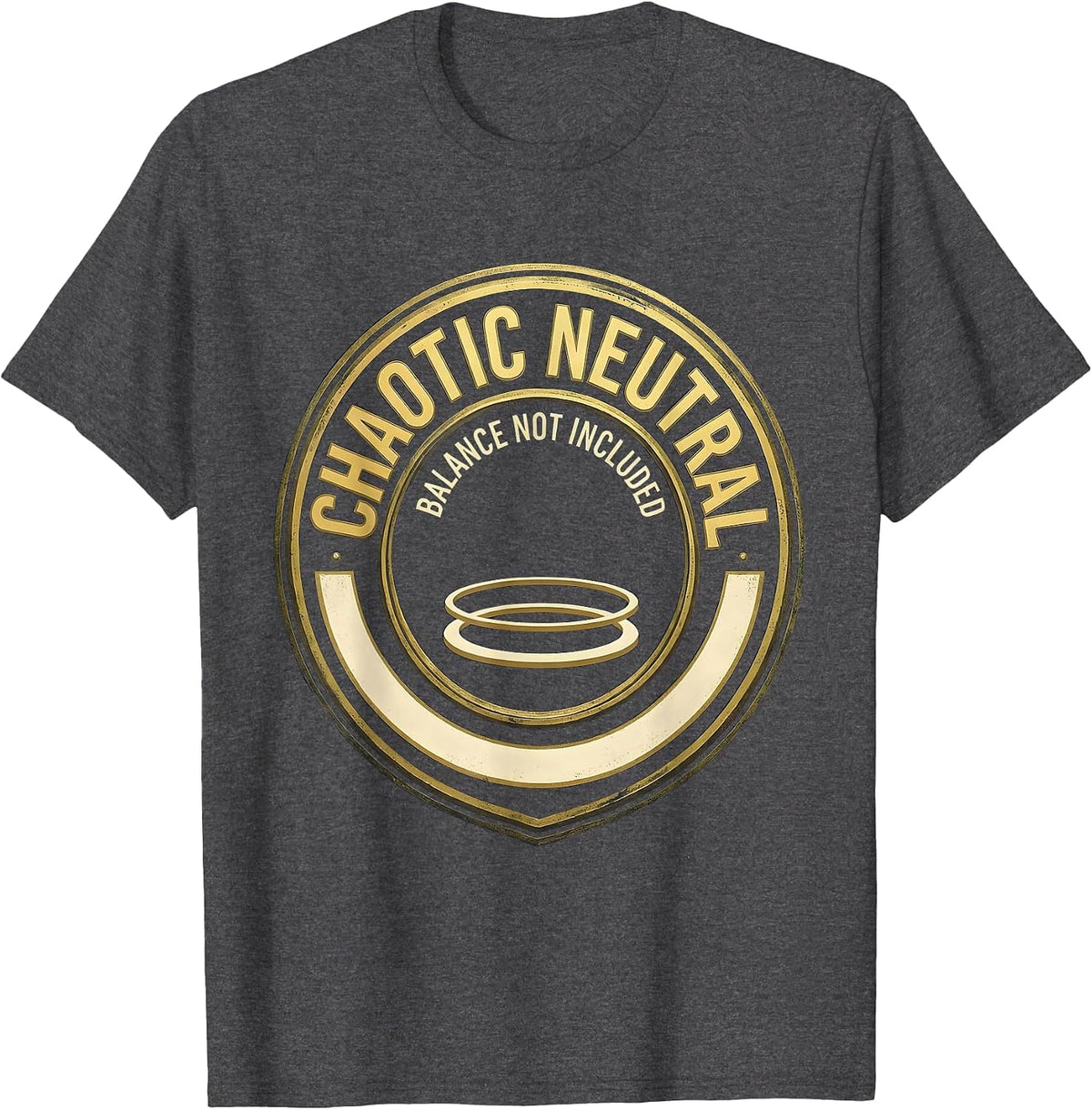 Men's Chaotic Neutral — Balance Not Included Funny Chaos T-Shirt - Dark Heather Grey