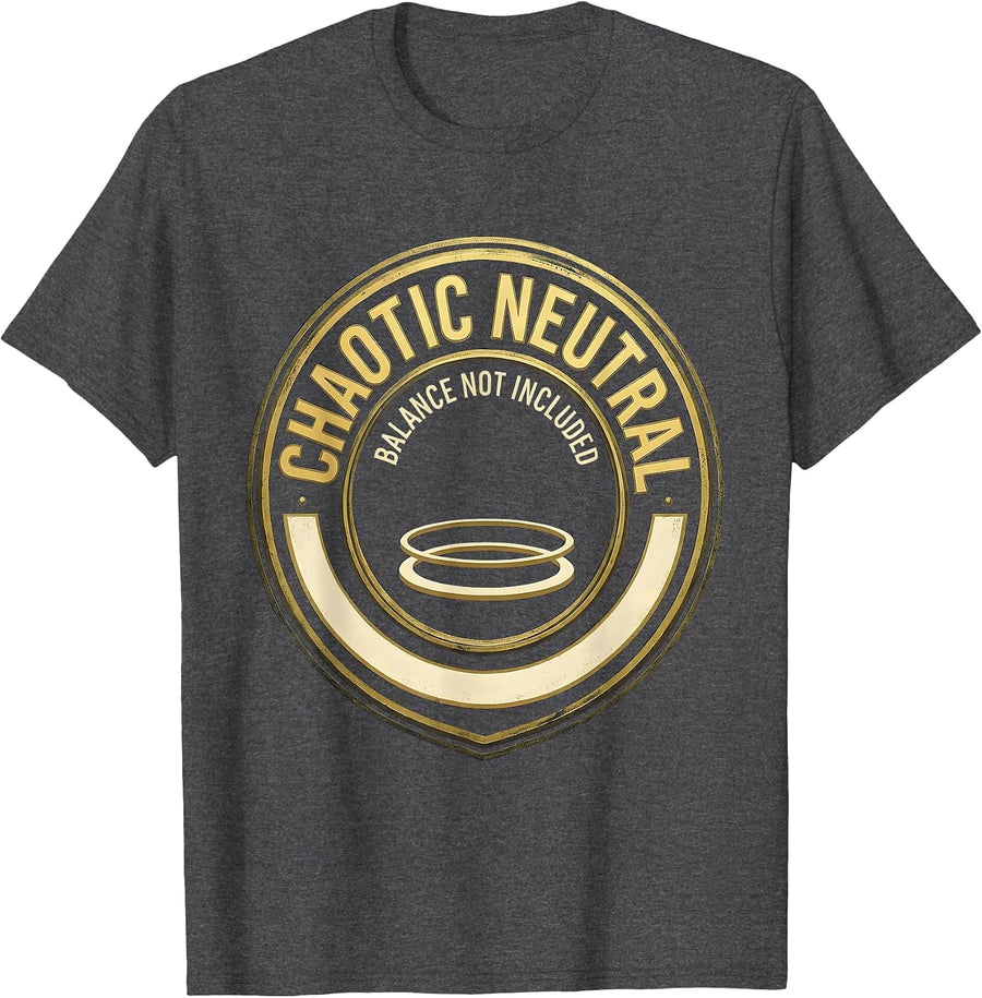 Men's Chaotic Neutral — Balance Not Included Funny Chaos T-Shirt - Dark Heather Grey