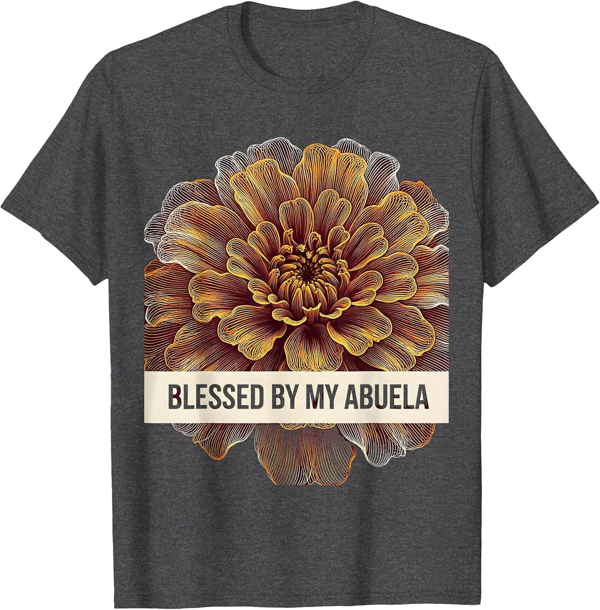Blessed By My Abuela Latina Heritage Design T-Shirt - Dark Heather Grey