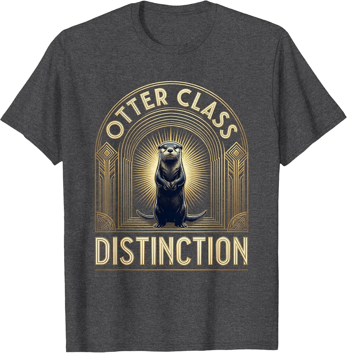 Otter Class Distinction Art Deco Design T-Shirt - Dark Heather Grey
