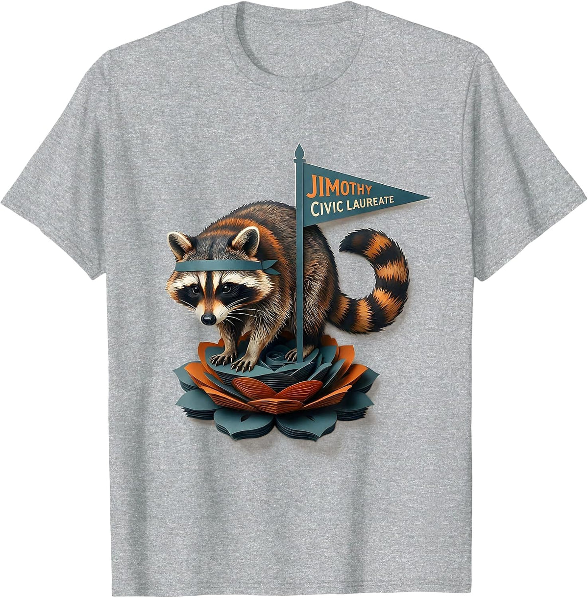 Men's Jimothy Civic Laureate Funny Raccoon Viral Meme Wildlife T-Shirt - Heather Grey