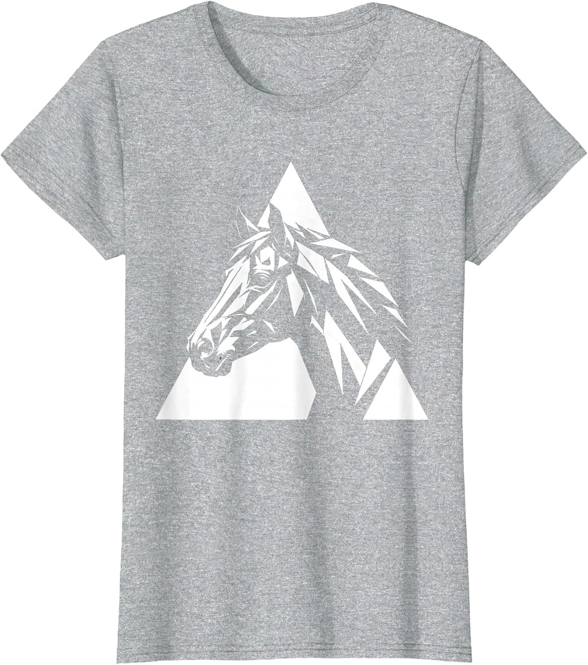 Geometric Horse Head Triangle Frame Design T-Shirt - Heather Grey