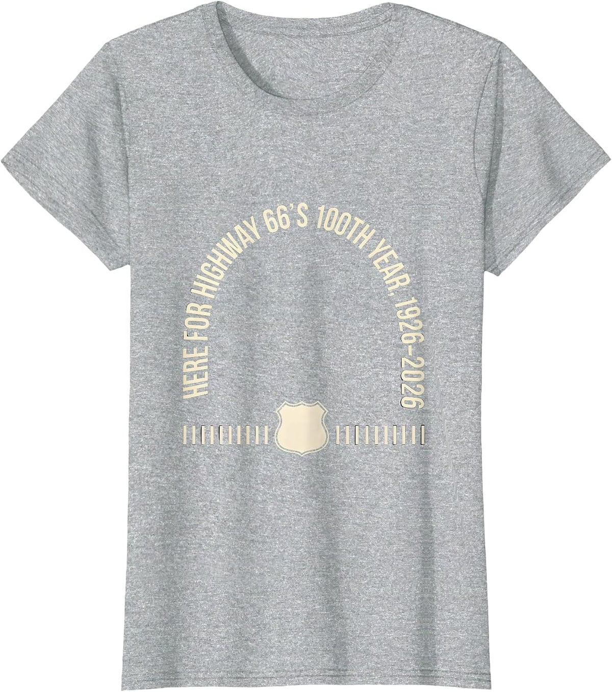 Here For Highway 66's 100th Year, 1926–2026 Vintage T-Shirt - Heather Grey