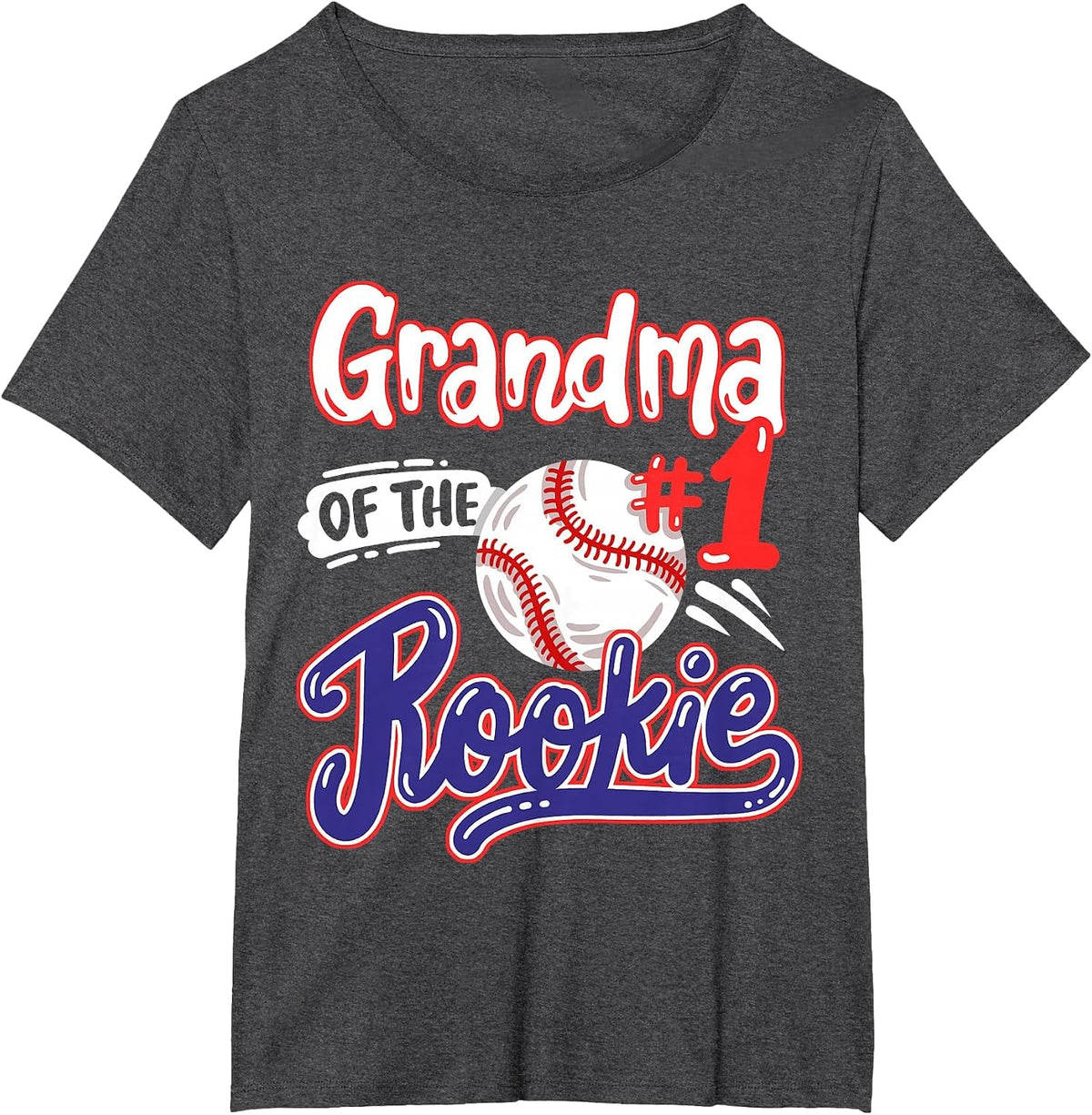 Grandma of Rookie 1st Baseball Birthday Party T-Shirt - Dark Heather Grey