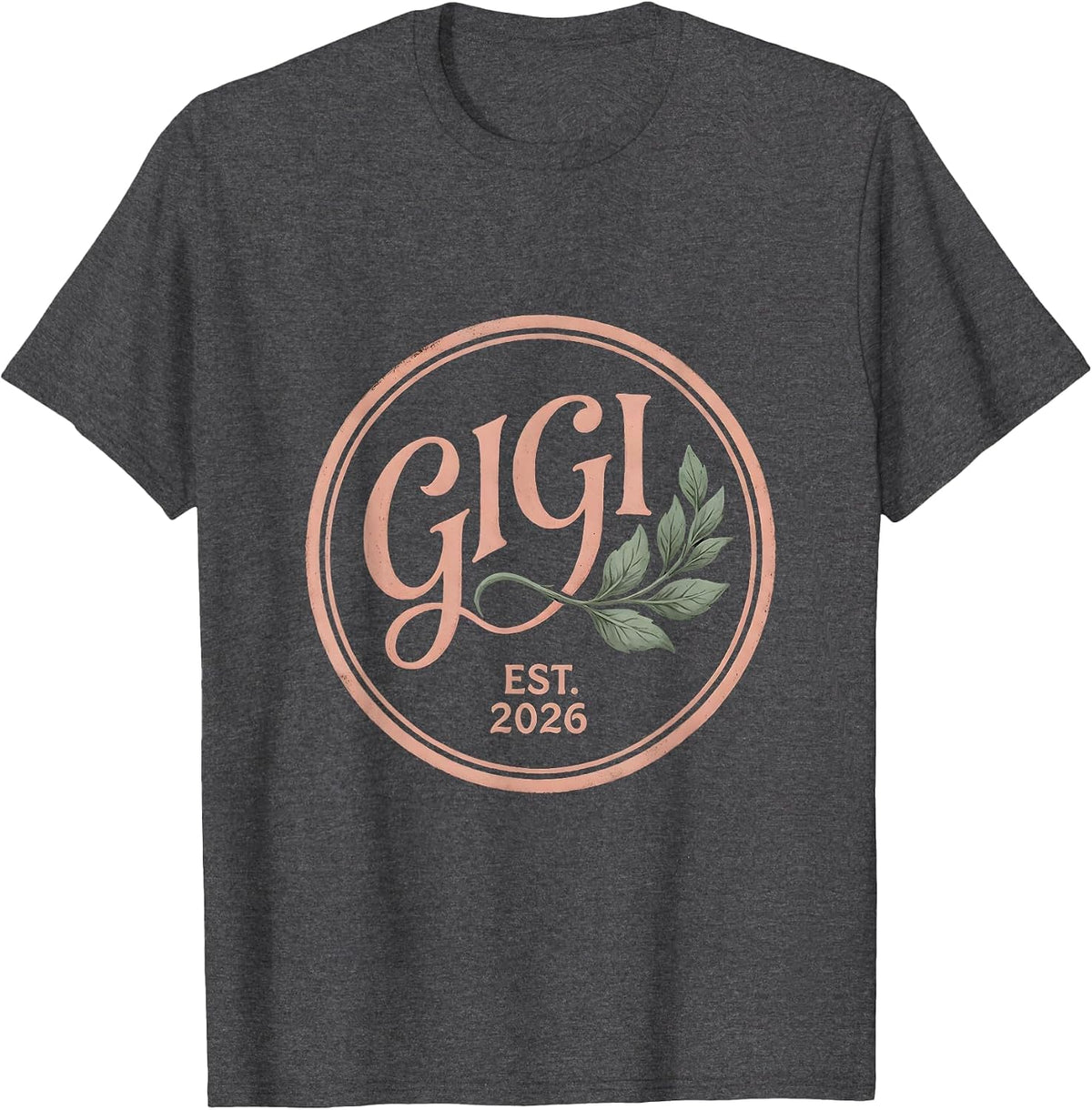 Gigi Est 2026 Boho First Time Grandma Spoiling Announcement T-Shirt - Dark Heather Grey