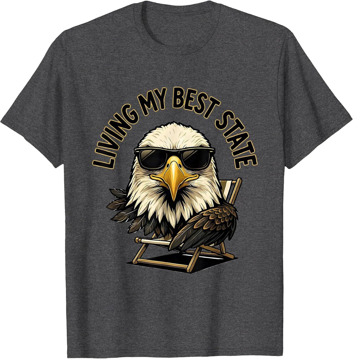 Living My Best State Sign Painter Eagle Mascot Patriotic T-Shirt - Dark Heather Grey