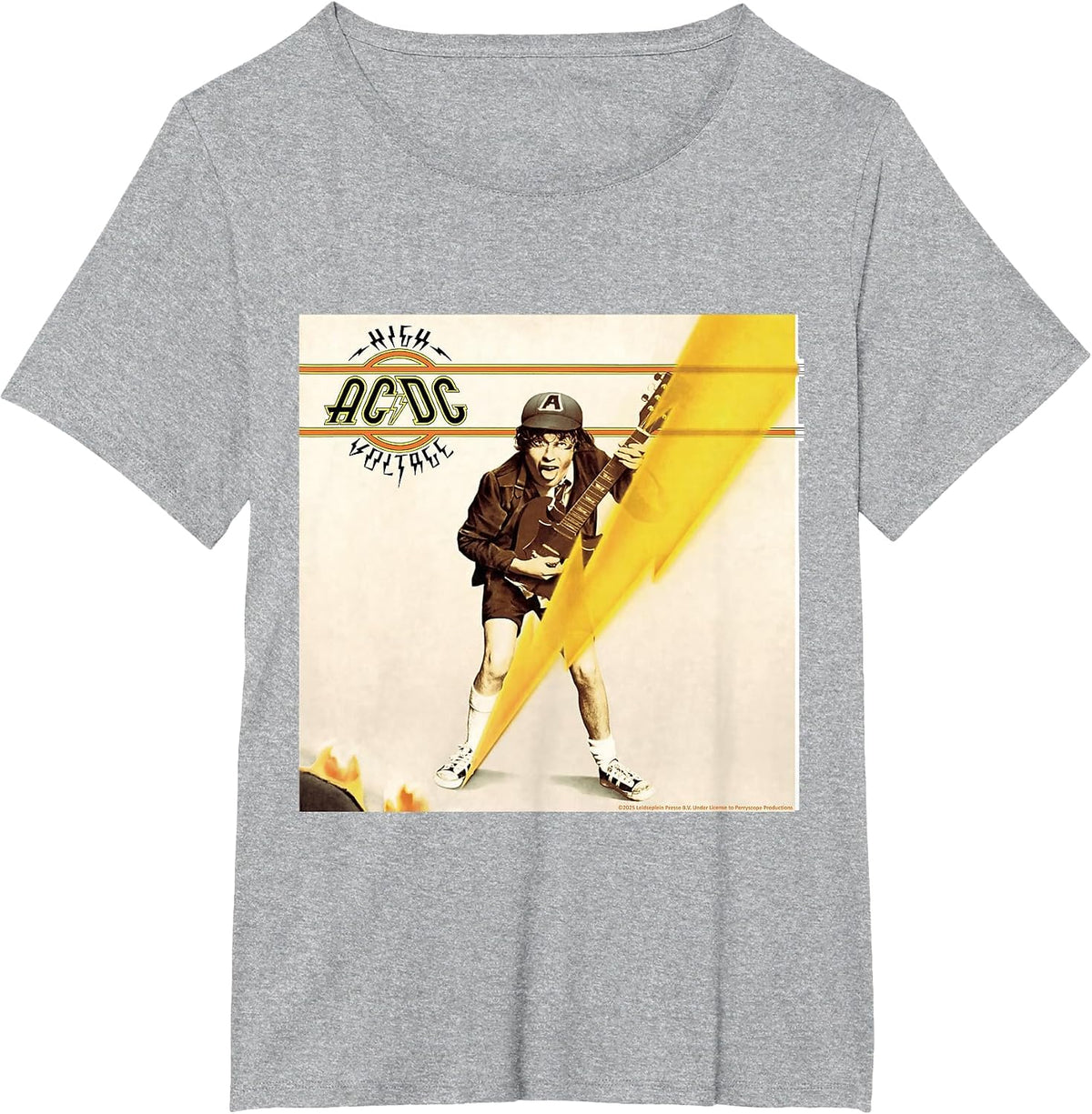 High Voltage AC/DC Music Band Iconic Image T-Shirt - Heather Grey