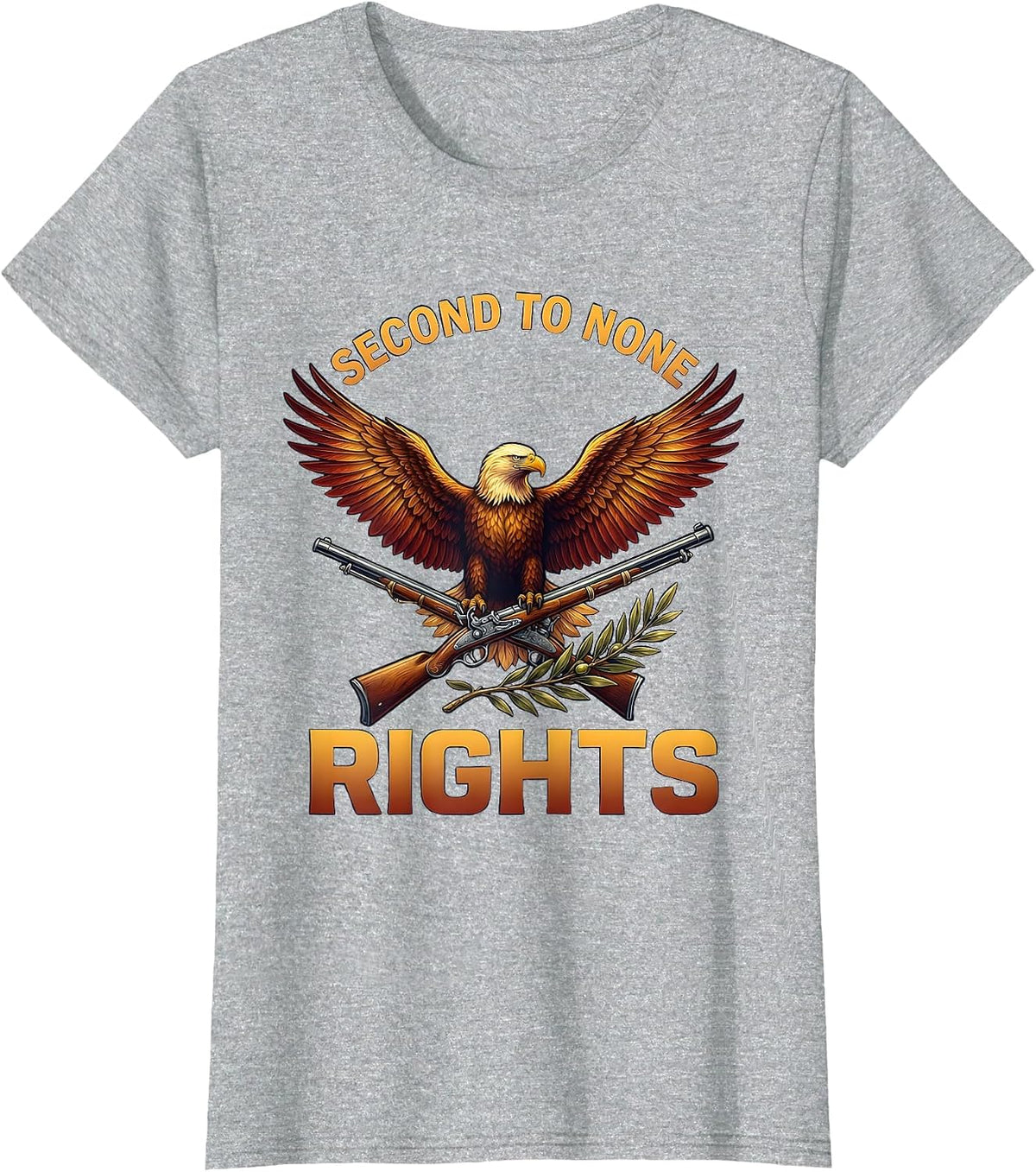 Second to None Rights 2nd Amendment Design T-Shirt - Heather Grey