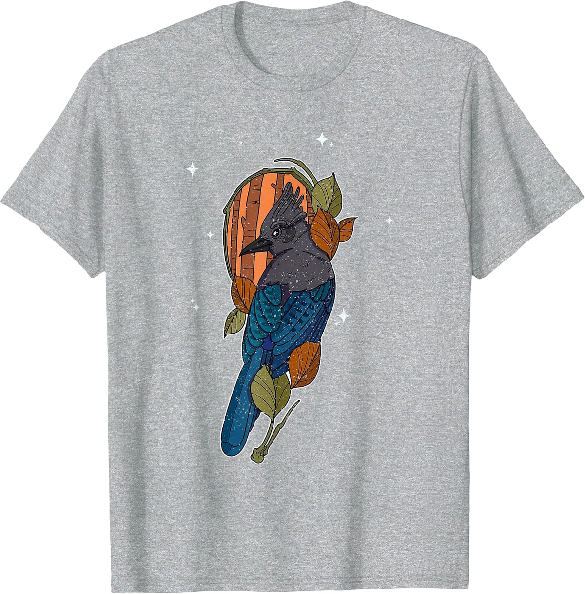 Steller’s Jay Wing Birding Birdwatching Outdoor Garden T-Shirt - Heather Grey