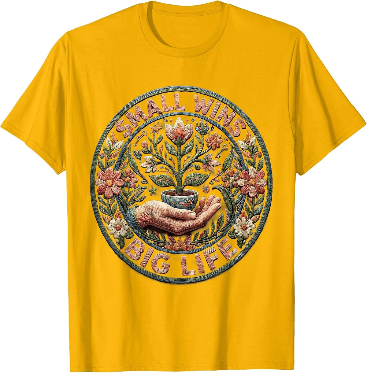 Small Wins Big Life Occupational Therapy Design T-Shirt - Golden Yellow