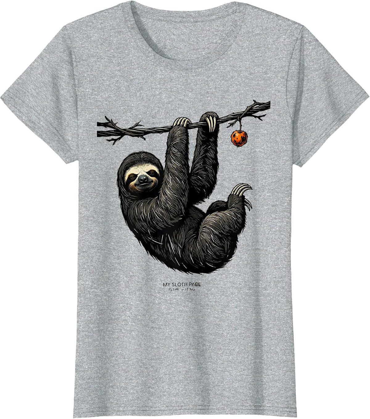Women's My Sloth Pace Is The Setting Funny Sloth Lover Animal Humor T-Shirt - Heather Grey