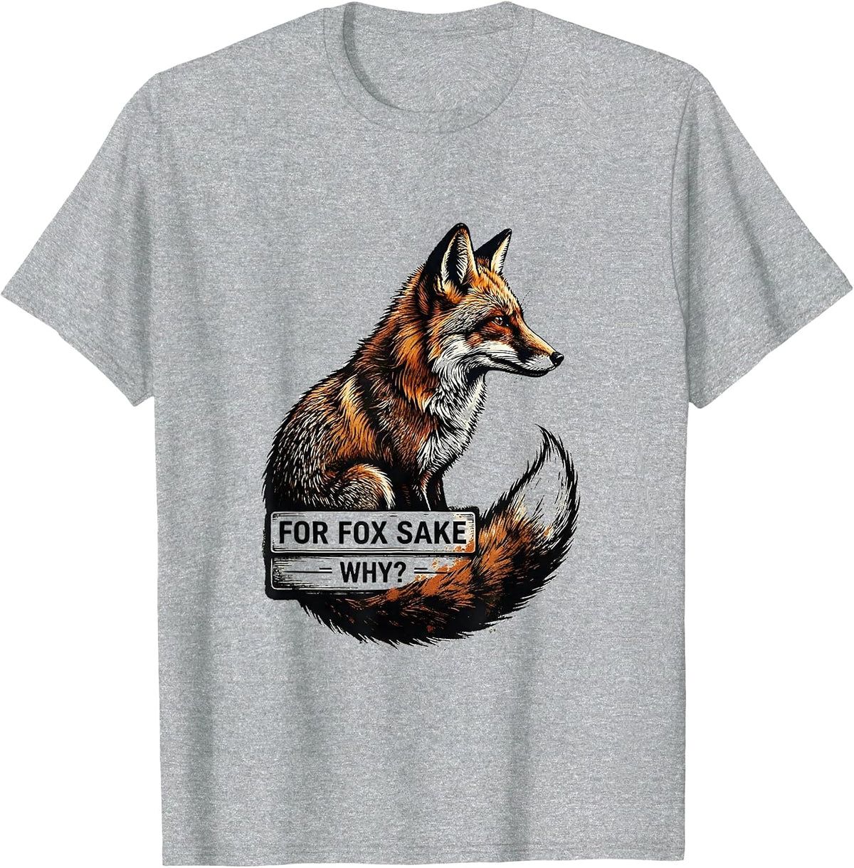 Men's For Fox Sake Why Rubber Stamp Fox Lover Pun Humor T-Shirt - Heather Grey
