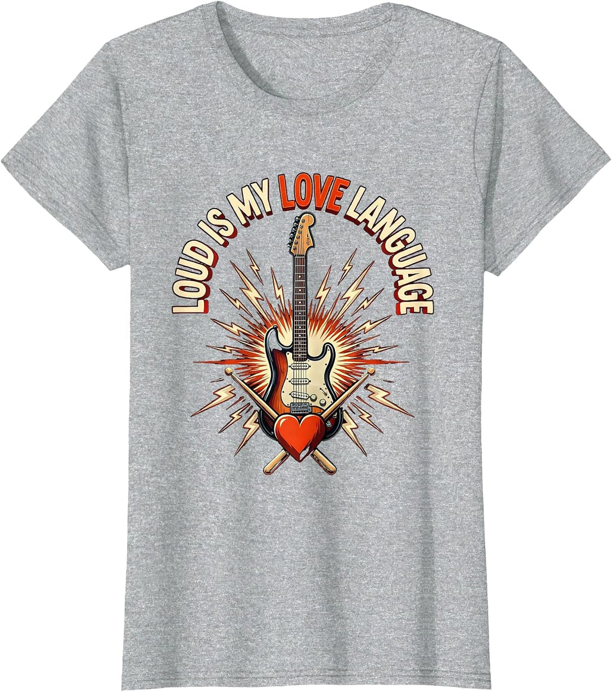 Loud Is My Love Language Heavy Metal Design T-Shirt - Heather Grey