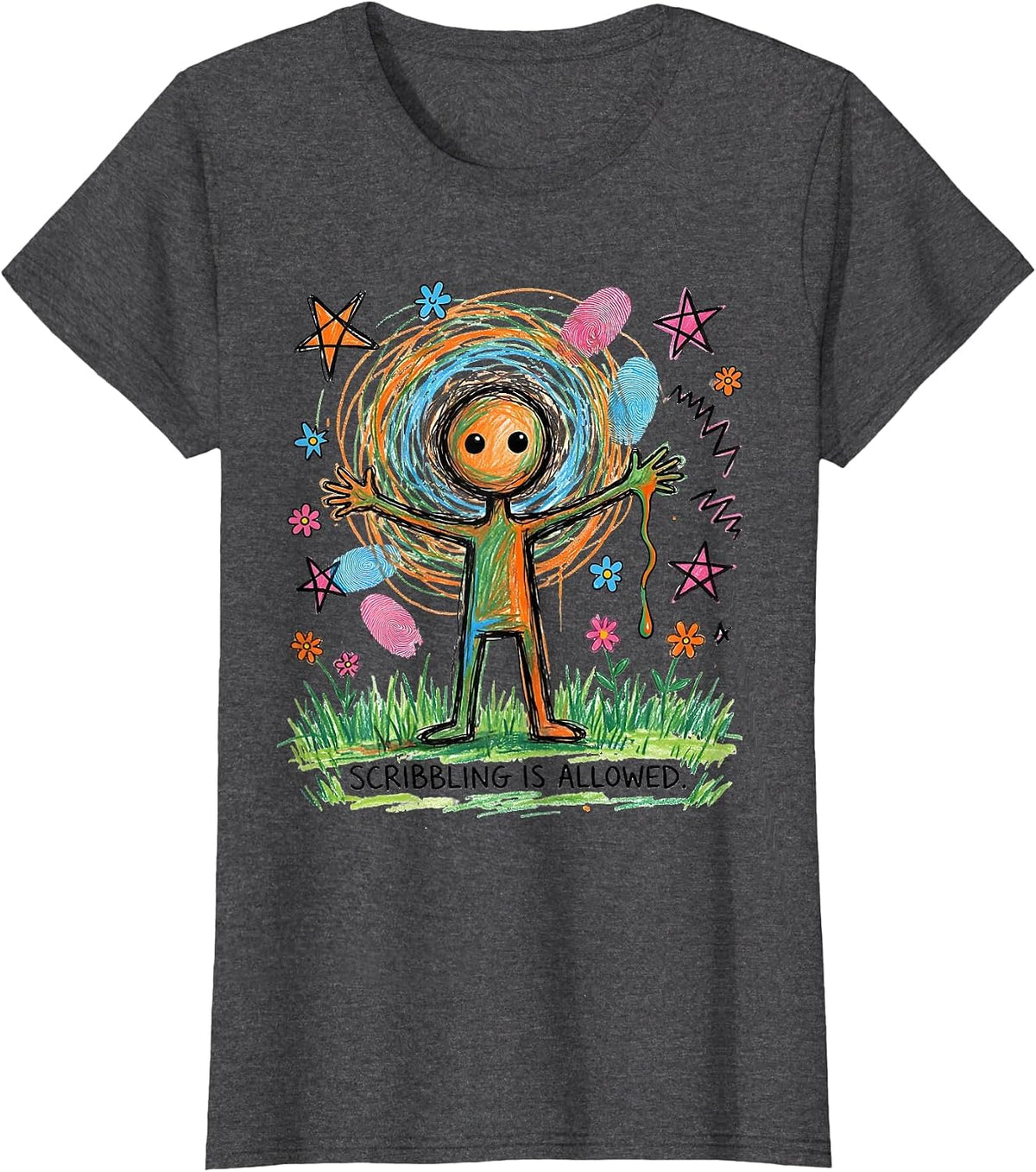 Women's Scribbling Is Allowed Funny Art Teacher Back To School T-Shirt - Dark Heather Grey