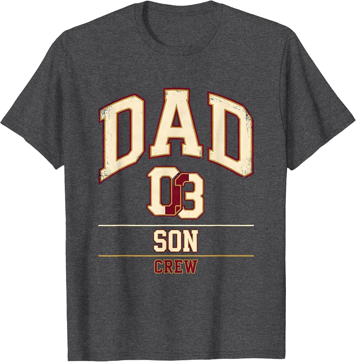 Dad Son Crew Sports Matching Family Matching T-Shirt - Dark Heather Grey