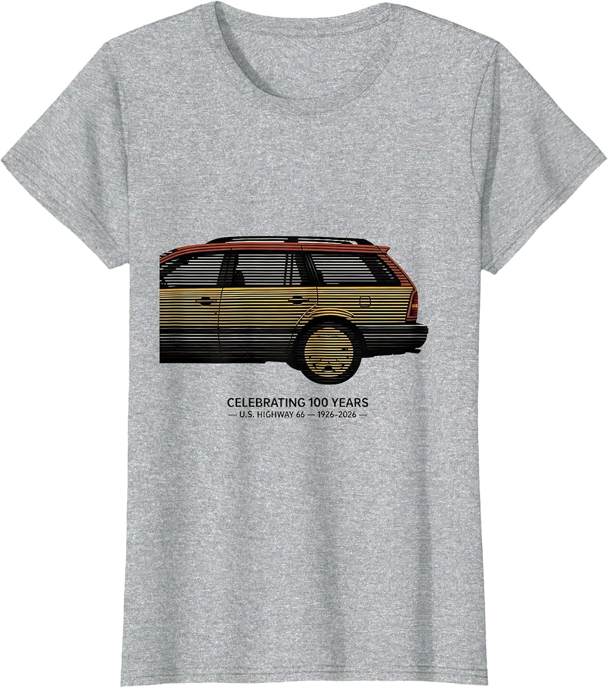 Women's Celebrating 100 Years U.S. Highway 66 Vintage T-Shirt - Heather Grey