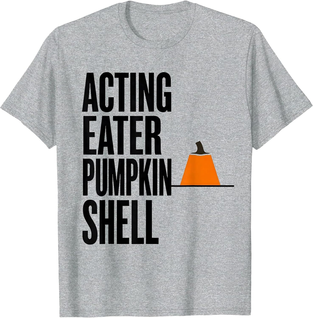Men's Acting Eater Pumpkin Shell Minimalist Halloween Couples T-Shirt - Heather Grey