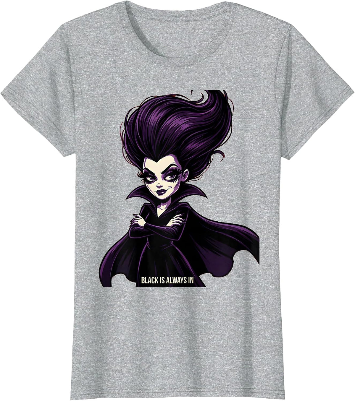 Black Is Always In Dark Gothic Style Design T-Shirt - Heather Grey