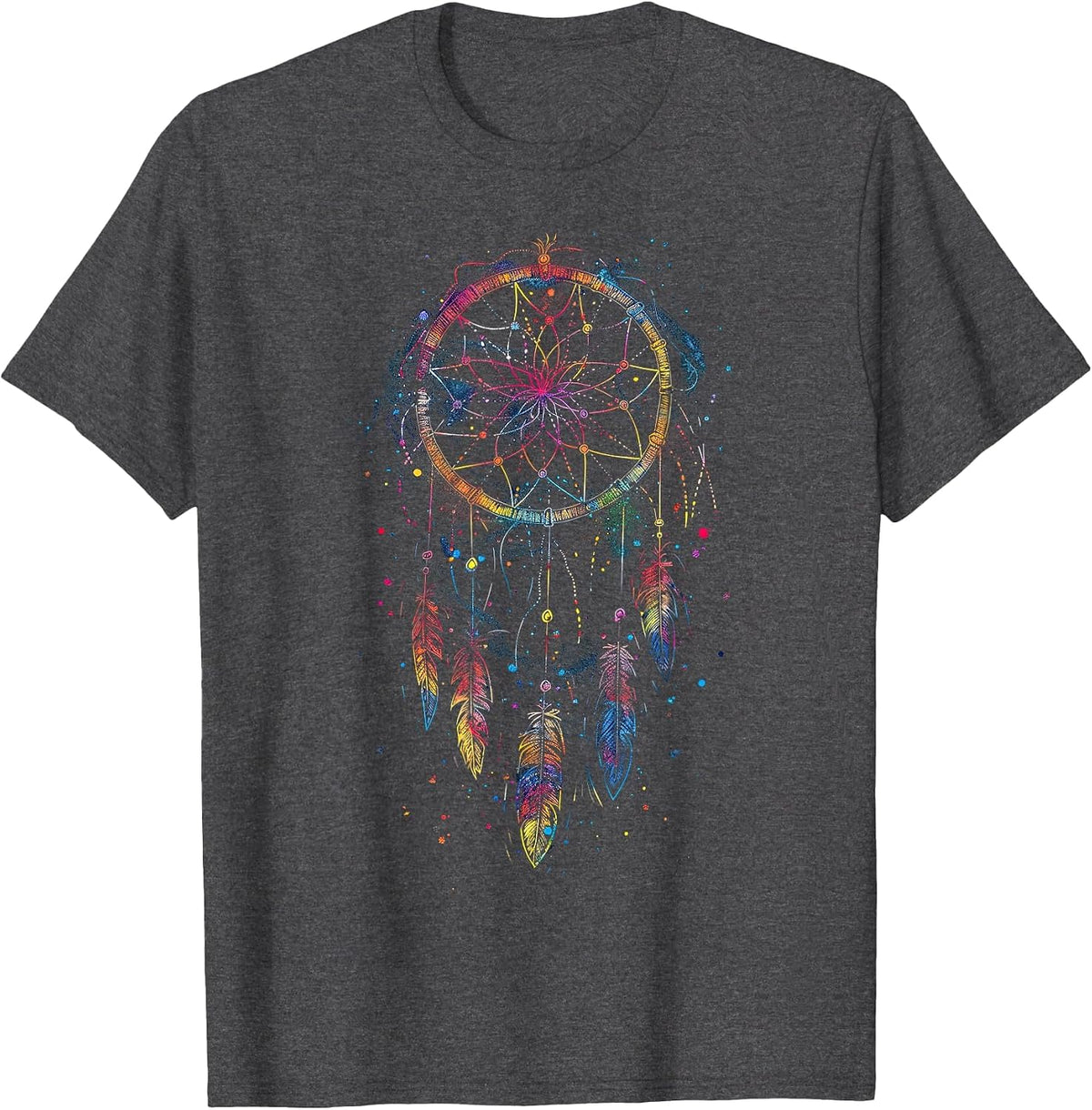 Dream Catcher Native American Hummingbird T-Shirt - Dark Heather Grey