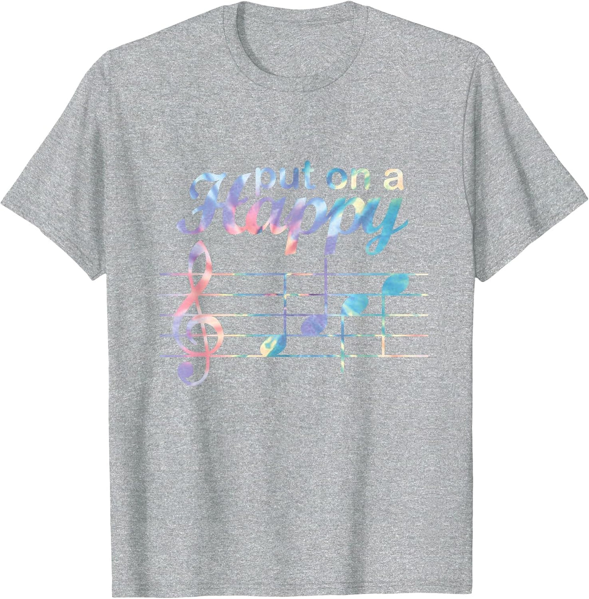 Put On A Happy Face Music Teacher Music Notes Treble Clef T-Shirt - Heather Grey