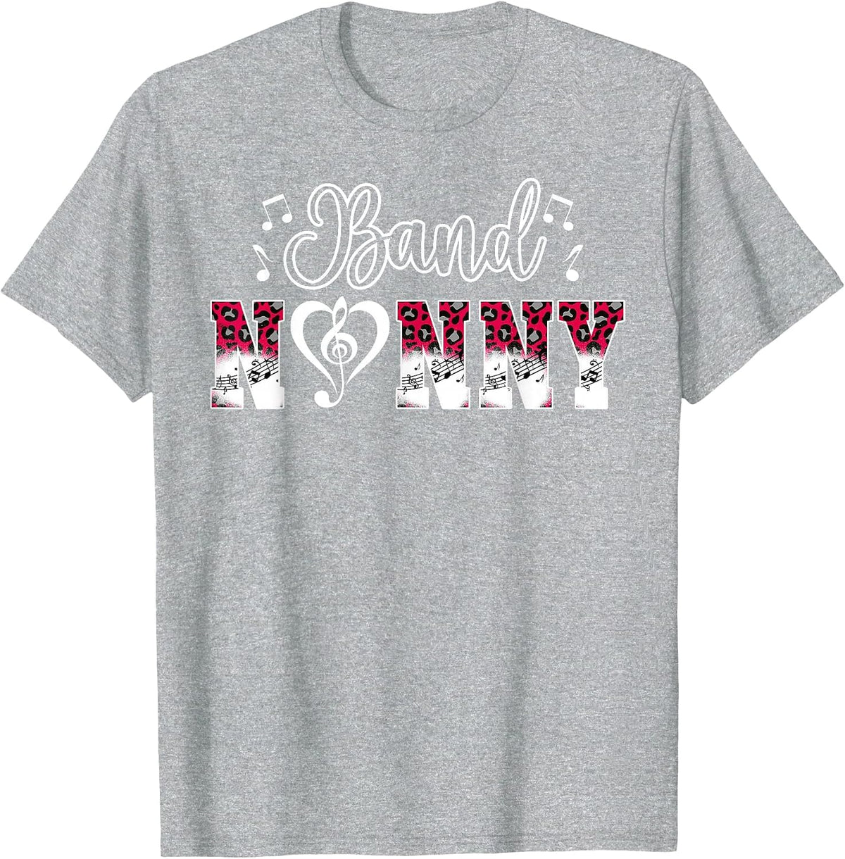 Band Nanny Leopard Marching Band Nanny Grandma T-Shirt - Heather Grey
