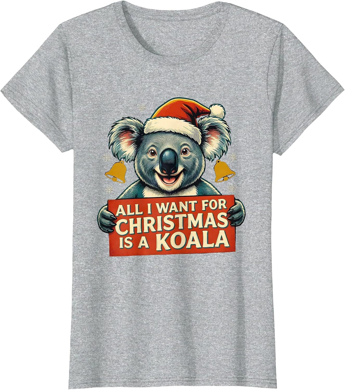 All I Want For Christmas Is A Koala Retro Holiday Party Gift T-Shirt - Heather Grey