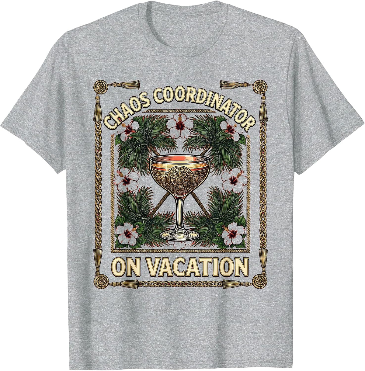 Men's Chaos Coordinator On Vacation Girls Trip Design T-Shirt - Heather Grey