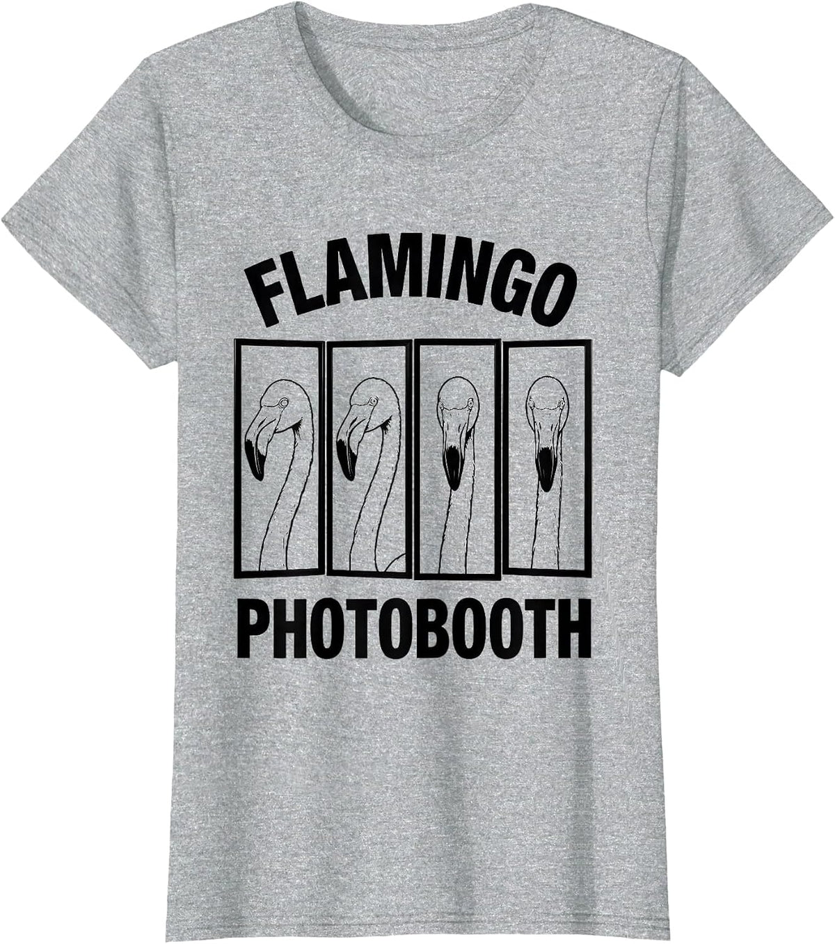 Flamingo Photobooth Funny Animal Portrait Humor T-Shirt - Heather Grey