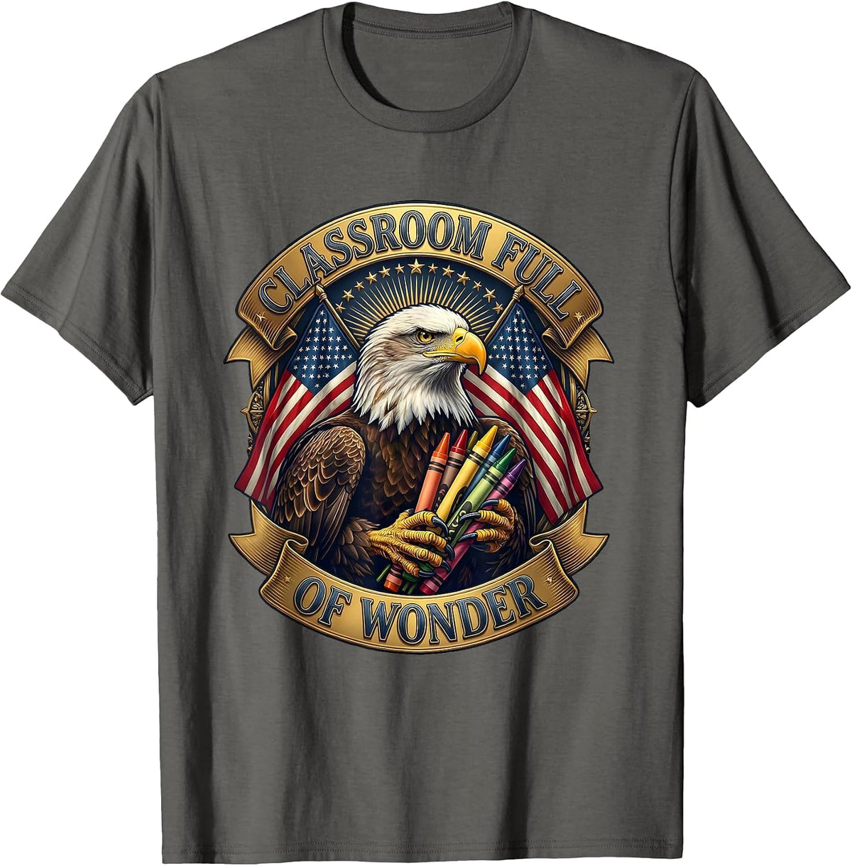 Classroom Full of Wonder Preschool Teacher Design T-Shirt - Asphalt Grey